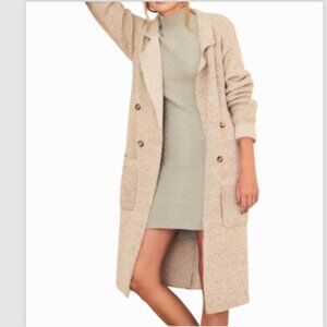 Lulus Cuddle Club Marled Long Sleeve Knit Sweater Coat Open Front Coatigan
